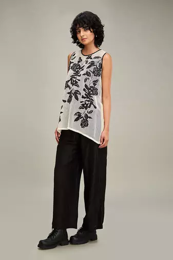 Black zinnia applique co-ord set