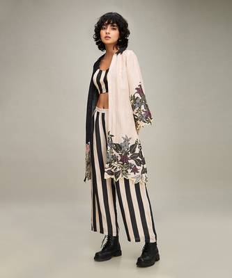 Black ahyana printed co ord set with jacket 2