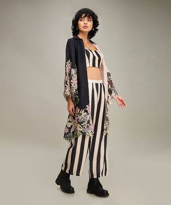Black ahyana printed co ord set with jacket 3