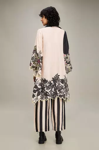 Black ahyana printed co ord set with jacket