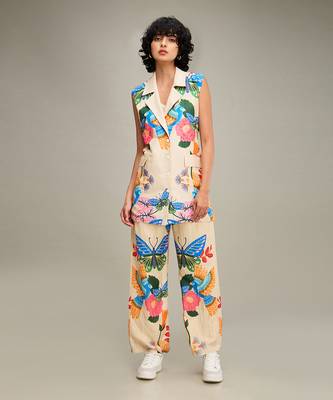 Beige avain canopy embellished co ord set 1
