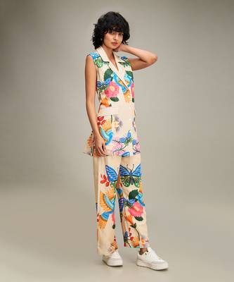 Beige avain canopy embellished co ord set 2
