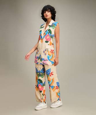 Beige avain canopy embellished co ord set 3