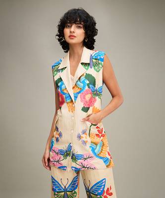 Beige avain canopy embellished co ord set 5
