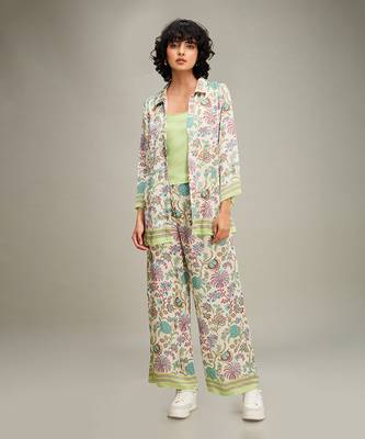 Multicolor mehr printed co ord set with jacket 1
