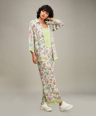 Multicolor mehr printed co ord set with jacket 2