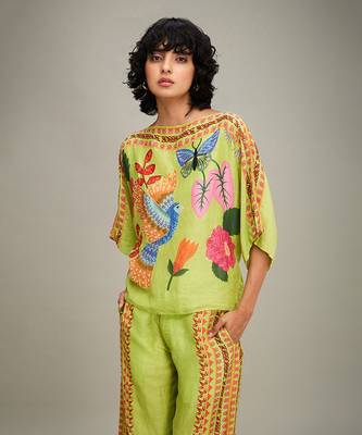 Green avain canopy embellished kimono co ord set 5