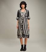 Black ahyana printed long dress and jacket