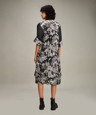 Black ahyana printed long dress and jacket 4
