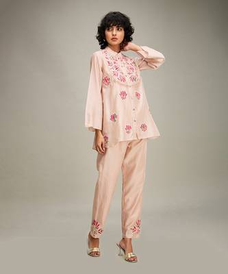 Beige mehr applique co-ord set 2
