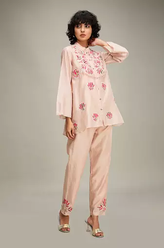 Beige mehr applique co-ord set
