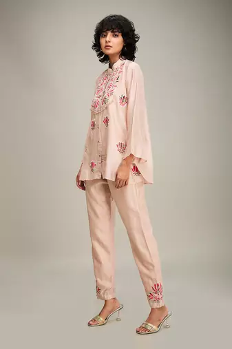 Beige mehr applique co-ord set