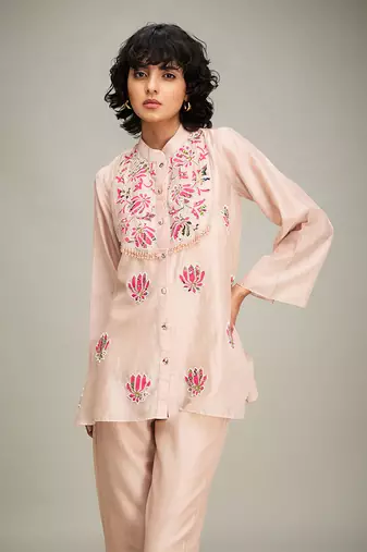 Beige mehr applique co-ord set