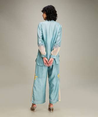 Blue zinnia applique co-ord set 4