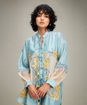 Blue zinnia applique co-ord set 5