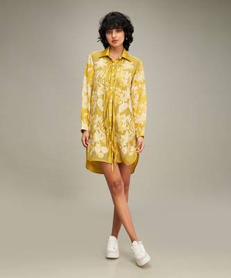 Yellow ahyana applique shirt dress 1