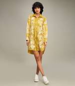 Yellow ahyana applique shirt dress
