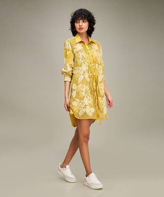 Yellow ahyana applique shirt dress 2