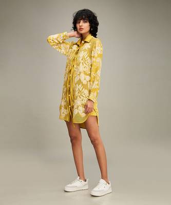 Yellow ahyana applique shirt dress 3
