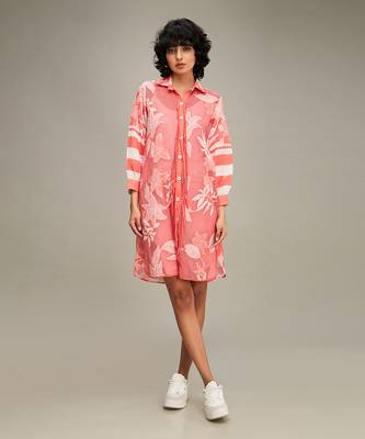 Pink ahyana applique shirt dress 1