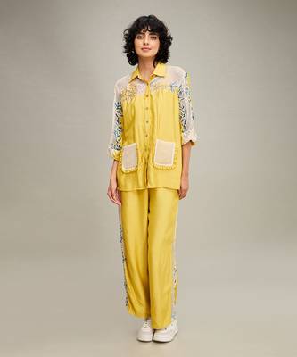 Yellow zinnia applique co-ord set 1