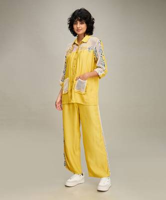 Yellow zinnia applique co-ord set 3