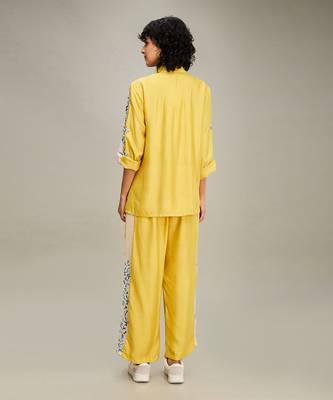 Yellow zinnia applique co-ord set 4