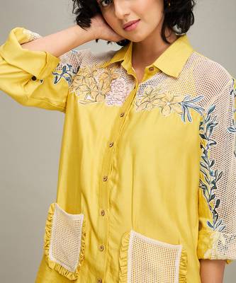 Yellow zinnia applique co-ord set 5