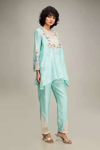 Mint green zinnia applique co-ord set