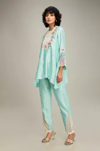 Mint green zinnia applique co-ord set