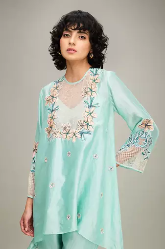 Mint green zinnia applique co-ord set