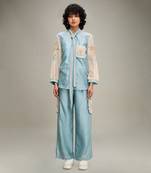 Blue zinnia applique co ord set