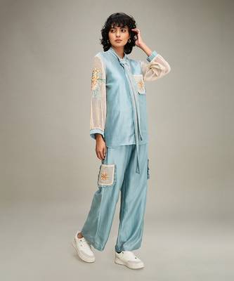 Blue zinnia applique co ord set 2