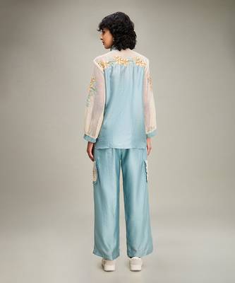 Blue zinnia applique co ord set 4