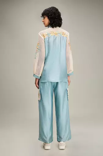 Blue zinnia applique co ord set