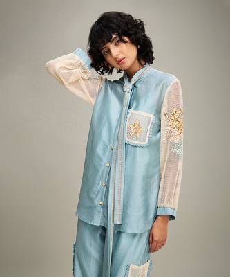 Blue zinnia applique co ord set 5