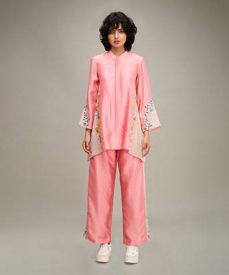 Pink zinnia applique co-ord set 1