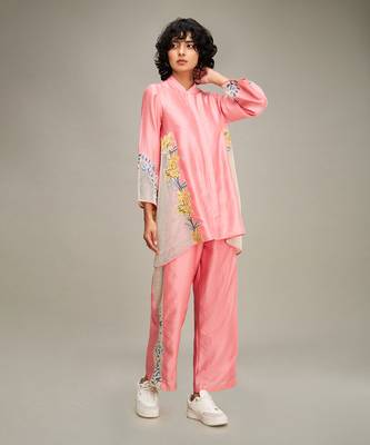 Pink zinnia applique co-ord set 2