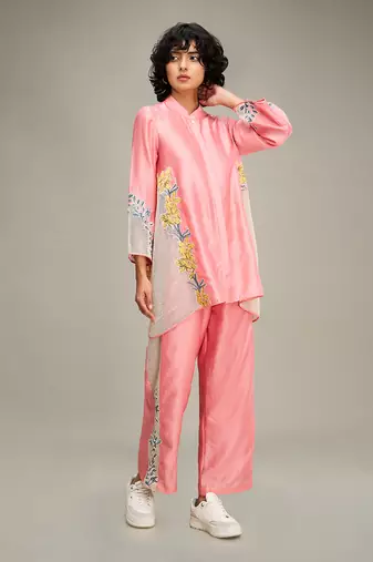 Pink zinnia applique co-ord set