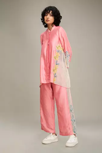 Pink zinnia applique co-ord set