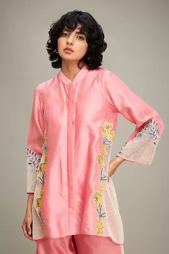 Pink zinnia applique co-ord set