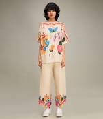 Beige avian canopy kimono co ord set