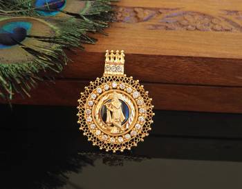 Kerala style gold plated krishna palakka pendant 2