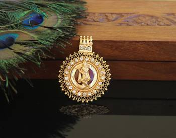 Kerala style gold plated krishna palakka pendant 1