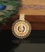 Kerala style gold plated krishna palakka pendant