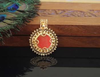 Kerala style gold plated krishna palakka pendant 3