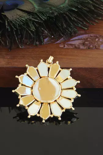 Kerala style gold plated palakka temple pendant