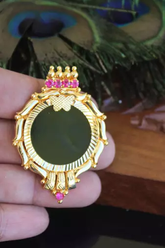 Kerala style gold plated palakka pendant