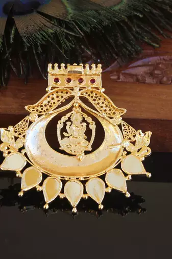 Kerala style gold plated palakka temple pendant