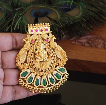 Kerala style gold plated palakka temple pendant 1